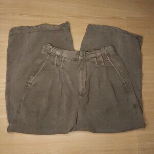 American Eagle Green Lyocel Paperbag Cropped Wide Leg Pants 2